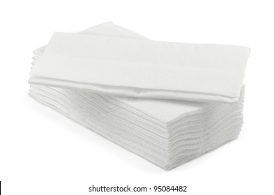 Stack Of White L Tissue Paper  Isolated On White