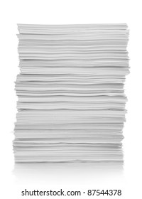 Stack Of White Paper Isolated On White Background