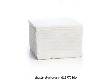 Stack White Paper Napkin On White  Background