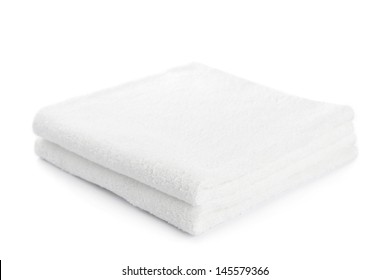 Stack Of White Towels Isolated On White