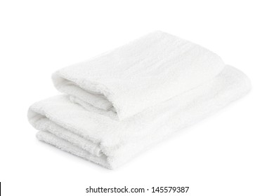 Stack Of White Towels Isolated On White