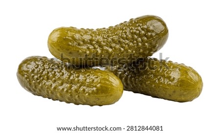 Stack of Whole Pickled Cucumbers Isolated on White Background