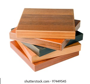 Stack Of Wood Floor Samples Isolated On White