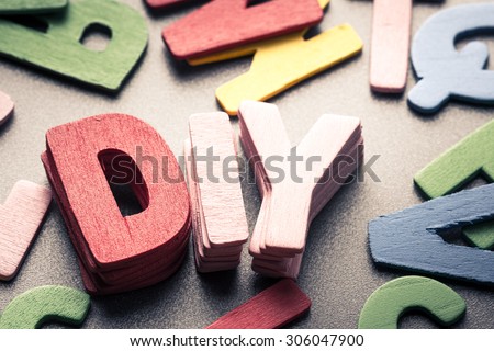 Stack wood letters as Do it yourself (DIY)word