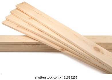 Stack Wood Plank Isolated On White Background