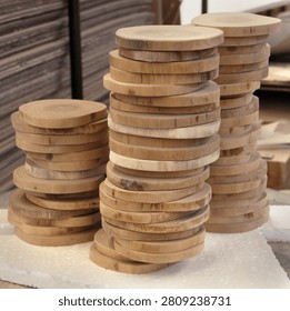 Stack wood slice for coasters