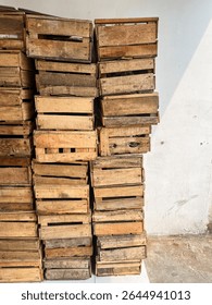 Stack of wooden boxes for chicken eggs - Backgrounds