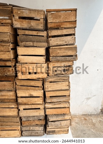 Stack of wooden boxes for chicken eggs - Backgrounds