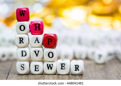 Stack of Words have power dice puzzle on wood background , Inspiration concept .