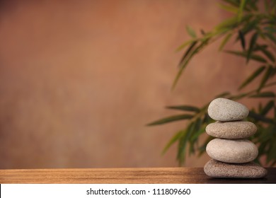 Stack of zen stones on table,Zen concept.