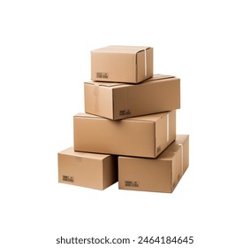 stacked cardboard boxes on a plain isolated, symbolizing logistics and packaging - Powered by Shutterstock