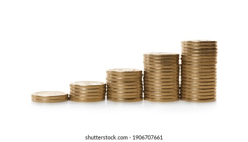 Stacked coins on white background. Investment concept - Shutterstock ID 1906707661
