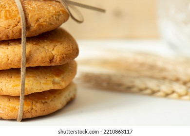 Stacked Cookies, Wheat Grains, Wrapped With Ribbon