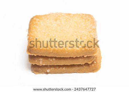 Stacked of danish butter cookies the finnish bread cookie isolated on white background clipping path