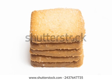 Stacked of danish butter cookies the finnish bread cookie isolated on white background clipping path