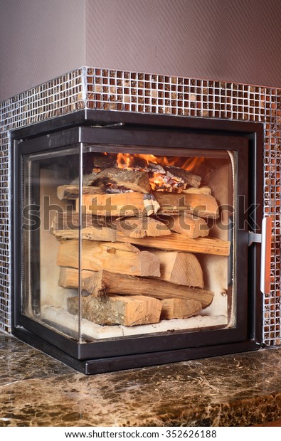 Stacked Firewood Fireplace Start Burning Stock Photo Edit Now