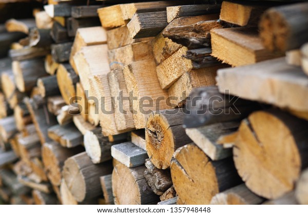 Stacked Firewood Pine Birch Prepared Fireplace Stock Photo Edit