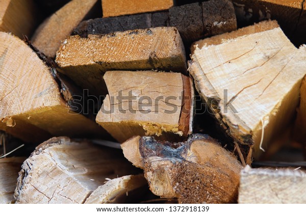 Stacked Firewood Prepared Fireplace Stove Large Stock Photo Edit