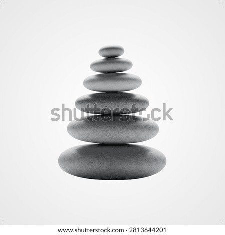 Stacked gray stone discs with smooth texture on transparent background