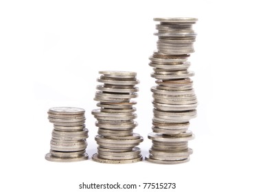 Stacked Old Silver Coins