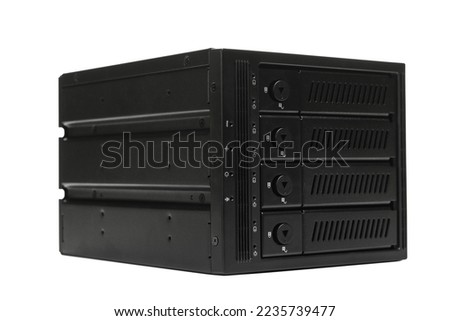 Stacked rack mount servers isolated on white