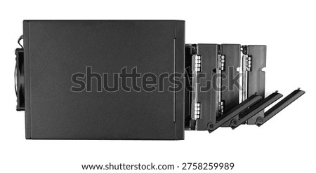 Stacked rack mount servers isolated on white background, clipping path