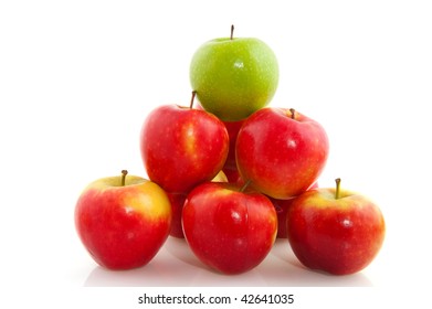 Stacked Red Apples With One Green On Top