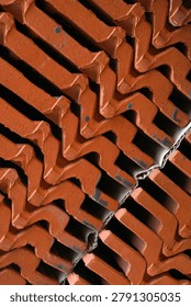 stacked red clay rooftiles for texture and background                                