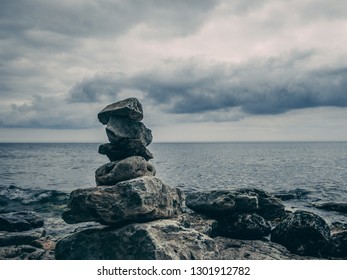 Stacked Rocks In Door County, WI