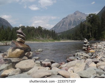 Stacked stones at Glacier National Park - Shutterstock ID 2233757107