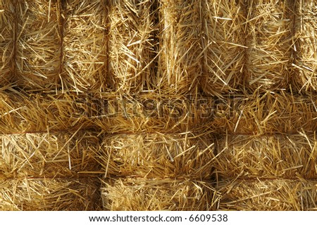 Stacked Straw Hay Bails