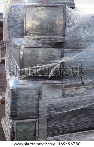 Similar – Image, Stock Photo Stack of laptops in the storage room of a company