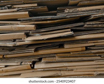 stacked waste paper collected for recycling. Stacked Cardboard Recycling Boxes In A Pile. Texture of stacked carton - Powered by Shutterstock