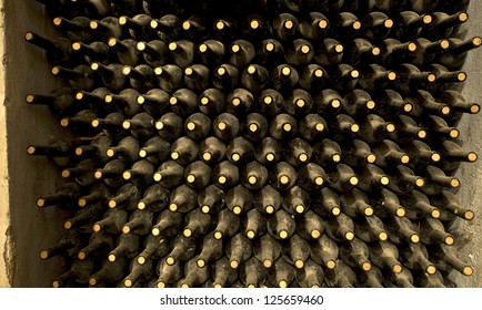 Stacked Up Wine Dusty Bottles, Took It In A Winery In Mendoza, Argentina