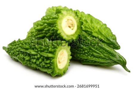 Stacking bitter melons on white