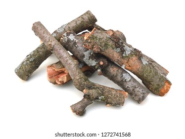stacking of branch tree logs on white