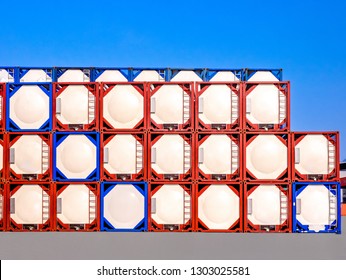 Stacking Of ISO Tanks In Container Yard At Industrial Port.