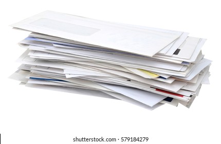 Stacking Of Mails Pile On White Table