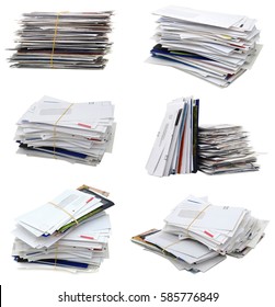 Stacking Of Mails Pile On White Table