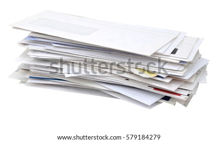 stacking of mails pile on white table