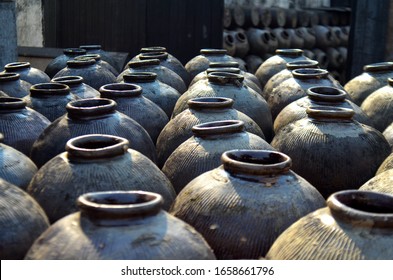 Stacking Of Traditional Chinese Ceramic Wine Jars