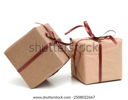 Stacking with two gift boxes on white
