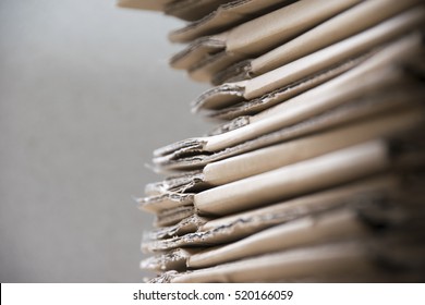 Stacking Used Cardboard Box For Recycling