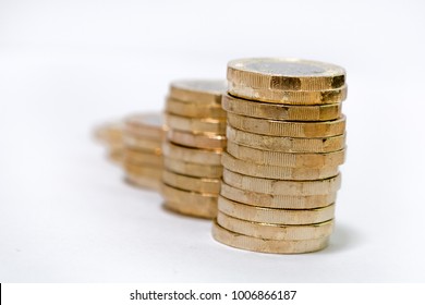 Stacks of British one pound coins