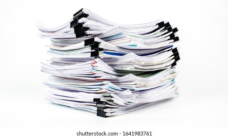 Stacks of business paper files isolated on white background, business report papers, piles of unfinished documents - Shutterstock ID 1641983761