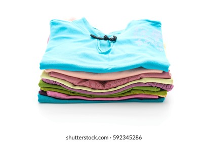 Stack Tshirts Isolated On White Stock Vector (Royalty Free) 1802695807 ...