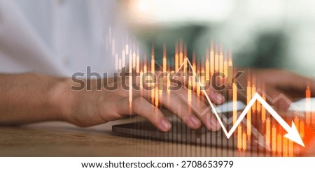 Stacks of coins falling value alongside red downward financial chart, symbolizing bankruptcy, economic decline, investment loss, financial instability during market downturns ,recession-driven crises