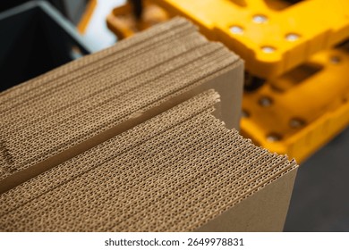 stacks of containerboard sheets in warehouse facility
