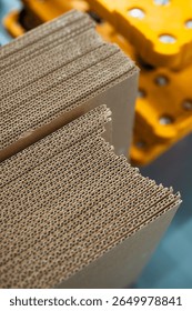 stacks of containerboard sheets in warehouse facility