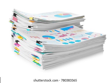 Stacks Of Documents On White Background